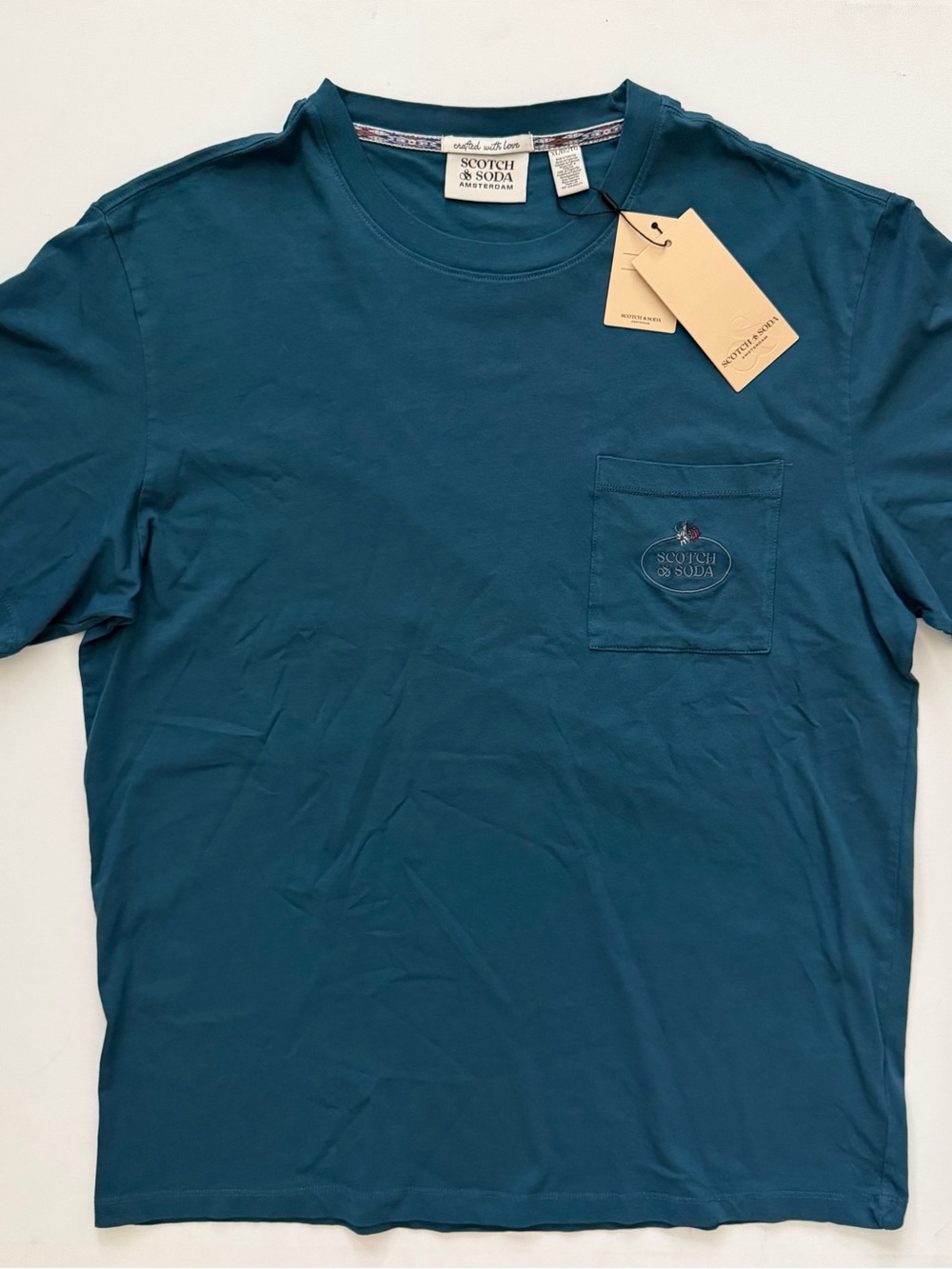 Scotch & Soda Teal Crew Neck Pocket Tee Size XL